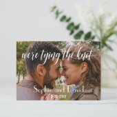 Elegante foto 'elkaar getrouwd' SAVE THE DATE (Staand voorkant)