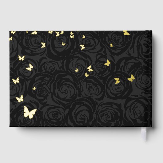 Elegante foto en echte goudfolie zwarte Quinceaner Gastenboek (Achterkant)