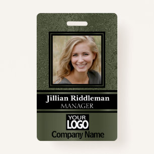 Elegante foto en Logo badge - Olive Green