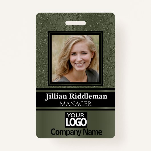 Elegante foto en Logo badge - Olive Green (Voorkant)