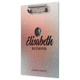 Elegante foto en naam Sjabloon Sinaasappel Glitter Klembord