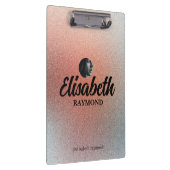 Elegante foto en naam Sjabloon Sinaasappel Glitter Klembord (Rechts)