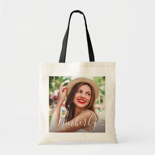 elegante foto en script tote bag (Voorkant)