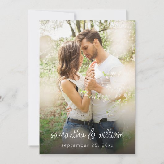 Elegante foto en tekst | Bruiloft Save The Date (Voorkant)