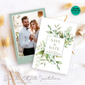 Elegante foto Eucalyptus gebladerte bruiloft Save The Date