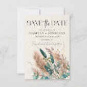 Elegante foto Eucalyptus & Pampas Grass bruiloft Save The Date (Voorkant)