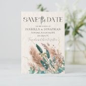 Elegante foto Eucalyptus & Pampas Grass bruiloft Save The Date (Staand voorkant)