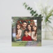 Elegante Foto Evergreen Tree Branches Donkergroen Feestdagenkaart (Staand voorkant)