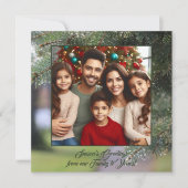 Elegante Foto Evergreen Tree Branches Donkergroen Feestdagenkaart (Voorkant)