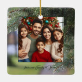 Elegante Foto Evergreen Tree Branches Donkergroen Keramisch Ornament (Achterkant)