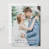 Elegante foto Flat Wedding Dank u kaart (Voorkant)