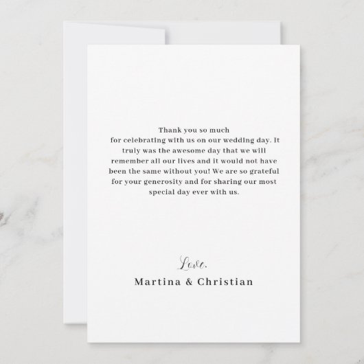 Elegante foto Flat Wedding Dank u kaart (Achterkant)