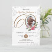 Elegante foto Floral 60e verjaardag Kaart (Staand voorkant)