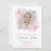 Elegante foto Floral 78e verjaardag uitnodigingen (Voorkant)