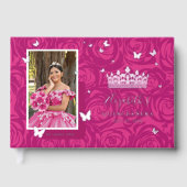 Elegante foto Fuchsia Quinceanera Gastenboek (Voorkant)