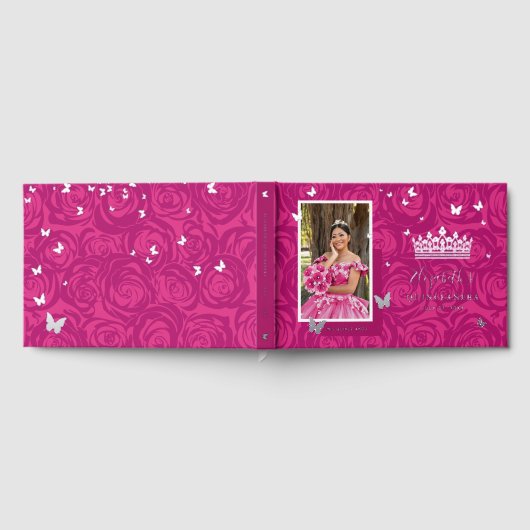 Elegante foto Fuchsia Quinceanera Gastenboek (Volledig)