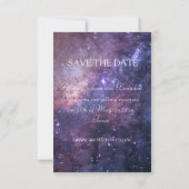 Elegante foto Galaxy Stars hemelse tekst bruiloft Save The Date (Achterkant)