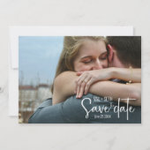 Elegante foto – gesplitste lay-out met modern scri save the date (Voorkant)