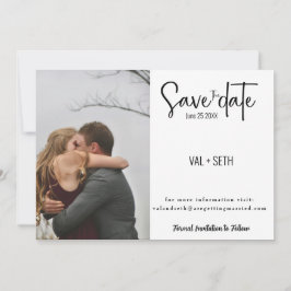 Elegante foto – gesplitste lay-out met modern scri save the date