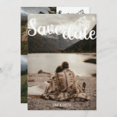 Elegante foto – gesplitste lay-out met modern scri save the date (Voorkant / Achterkant)