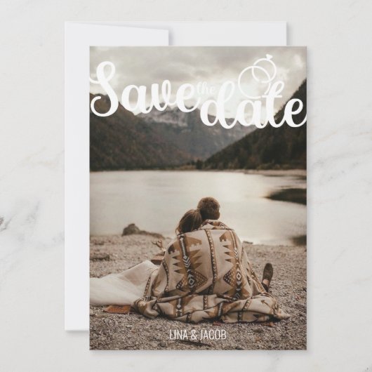 Elegante foto – Gesplitste lay-out met moderne scr Save The Date (Voorkant)