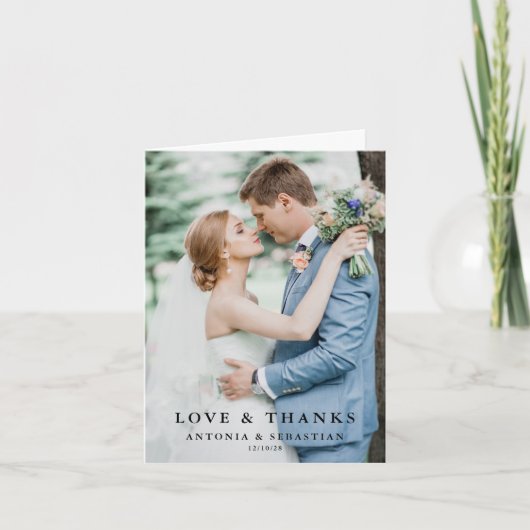 Elegante foto gevouwen bruiloft bedankkaart (Voorkant)