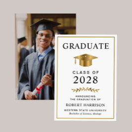 Elegante foto Goud Afstudeerder Pet College Afstud Aankondiging