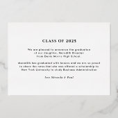 Elegante foto goud folie afstudeeruitnodiging folie uitnodiging (Achterkant)