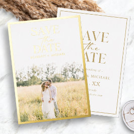 Elegante foto goud save the date folie uitnodiging