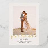 Elegante Foto Goud Save the Date Folie Uitnodiging (Voorkant)