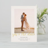Elegante Foto Goud Save the Date Folie Uitnodiging (Staand Voorkant)