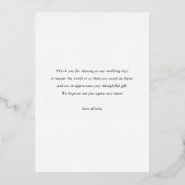 Elegante Foto Gouden Folie Bruiloft Dank u Kaart (Achterkant)