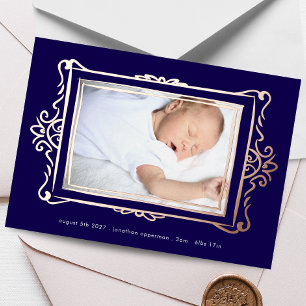 Elegante foto gouden folie lijst baby Aankondiging