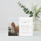 Elegante foto gouden Lijst bruiloft Aankondigingskaart (Staand voorkant)