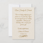Elegante Foto Gouden Script Bruiloft Dank u Kaart (Achterkant)