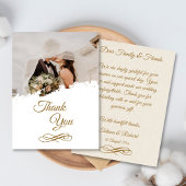Elegante Foto Gouden Script Bruiloft Dank u Kaart