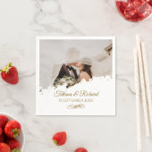 Elegante foto gouden script bruiloft servetten (Insitu)