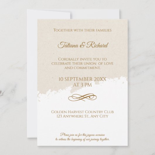 Elegante foto & gouden script bruiloft uitnodiging (Achterkant)