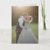 Elegante foto gouden script dank je bruiloft folie wenskaart (Voorkant)