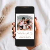 Elegante foto Gouden Script Huwelijksreceptie Kaart