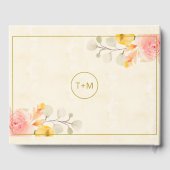 Elegante foto Gouden Waterverf Bloemen Bruiloft Gastenboek (Achterkant)