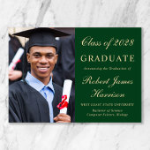 Elegante foto Groen Goud College Afstuderen Aankondiging