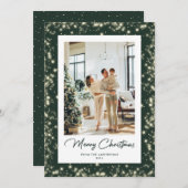 Elegante Foto Groene Vrolijke Kerstmis Kaart (Voorkant / Achterkant)