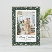 Elegante Foto Groene Vrolijke Kerstmis Kaart (Staand voorkant)
