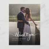 Elegante foto handgeschreven bruiloft Bedankt Briefkaart (Voorkant)