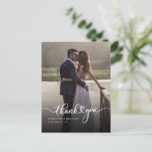 Elegante foto handgeschreven bruiloft Bedankt Briefkaart (Staand voorkant)