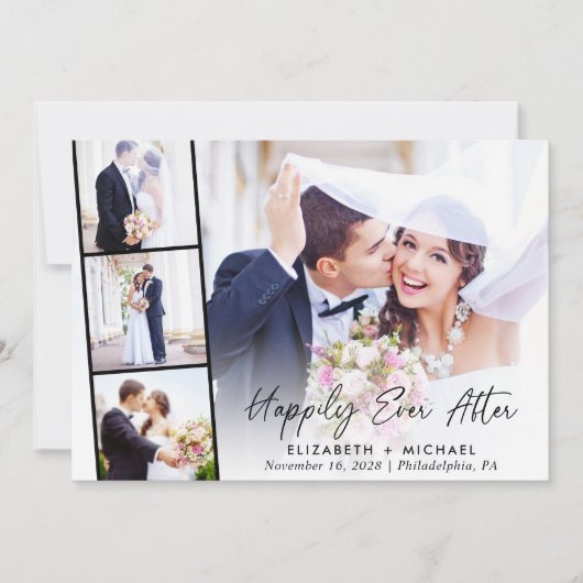 Elegante foto Happily Ever After bruiloftsreceptie Kaart (Voorkant)