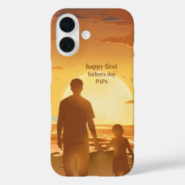 Elegante foto 'HAPPY FIRST FATHERS DAY PAPA' iPhone 16 Hoesje