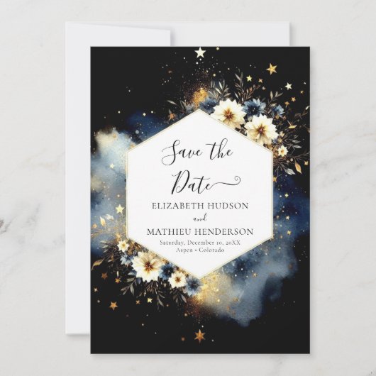 Elegante foto hemelse bruiloft save the date (Voorkant)