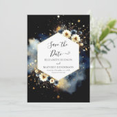 Elegante foto hemelse bruiloft save the date (Staand voorkant)